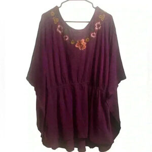 Lane Bryant Purple Floral Embroidered Top Size 26/28